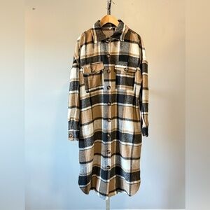 Peaceglad ..Button Up Long Sleeve Plaid Shirt Jacket SIZE:S